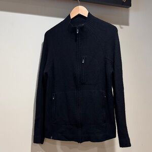 Men's Black Zip-Up Sweater 80% merino wool